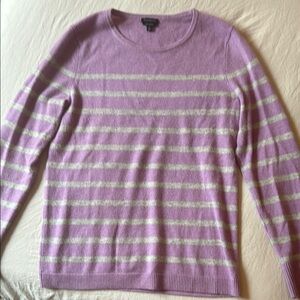 Women's Cashmere Striped Sweater in Purple and Cream